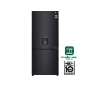 Vista frontal de Nevera LG Bottom Freezer, 454lts, Tecnología NatureFRESH, Acabado Matte Black Steel LB41WPT