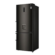 LG Nevera Bottom Freezer, 496 LTS, acabado Black Steel, Inverter Linear Compressor, Dispensador de agua, LB44SVDE