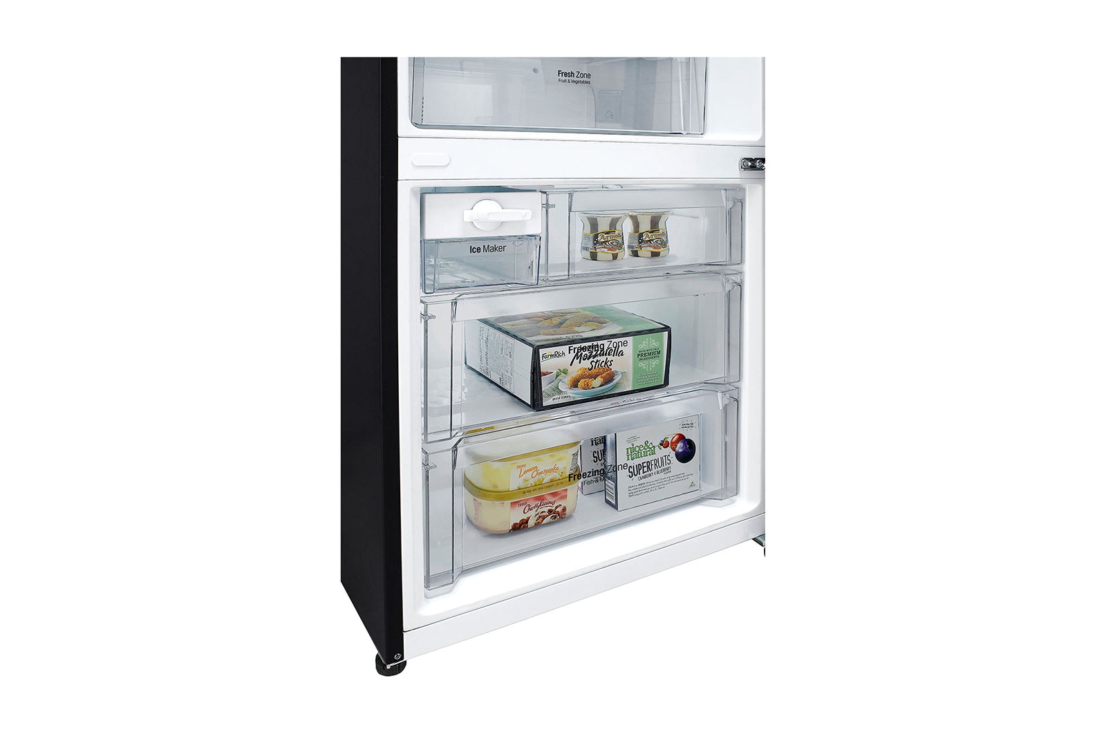 LG Nevera Bottom Freezer, 496 LTS, acabado Black Steel, Inverter Linear Compressor, Dispensador de agua, LB44SVDE