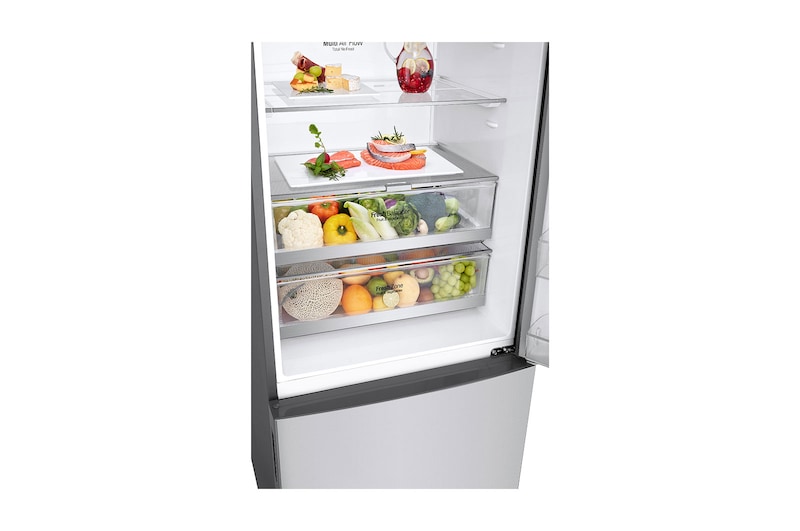 LG Nevera LG Bottom Freezer, 500lts, Tecnología NatureFRESH, Acabado Platinum Silver, LB45SPP