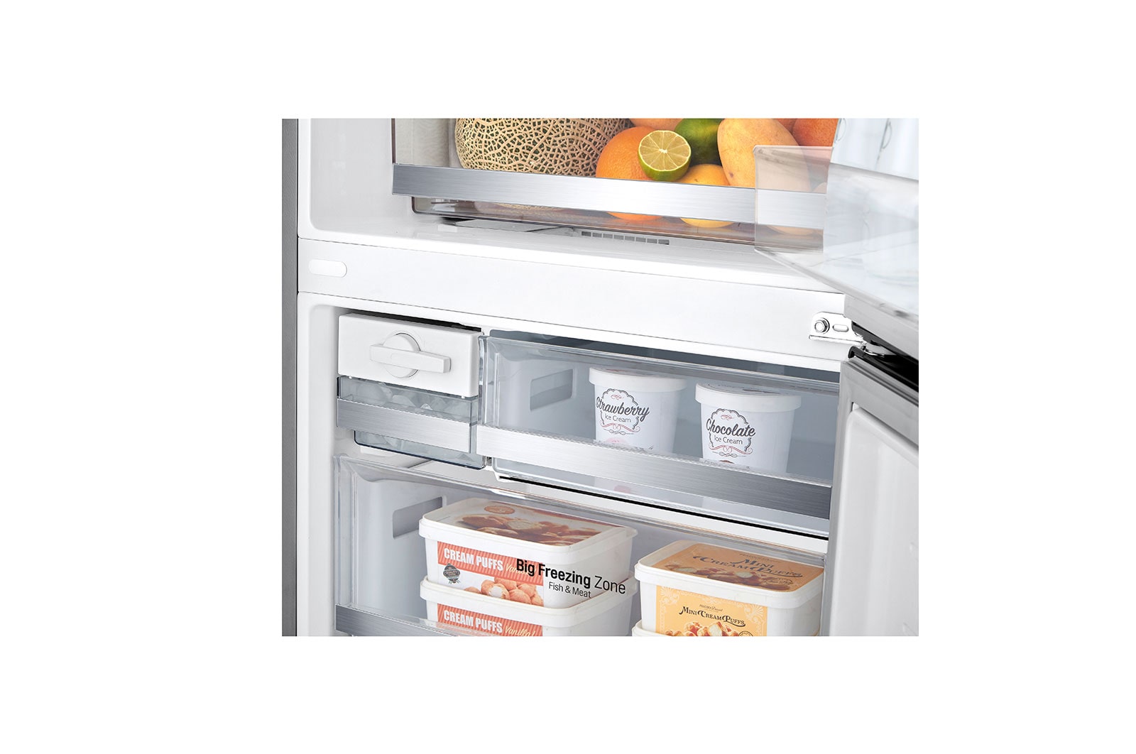 LG Nevera LG Bottom Freezer, 500lts, Tecnología NatureFRESH, Acabado Platinum Silver, LB45SPP