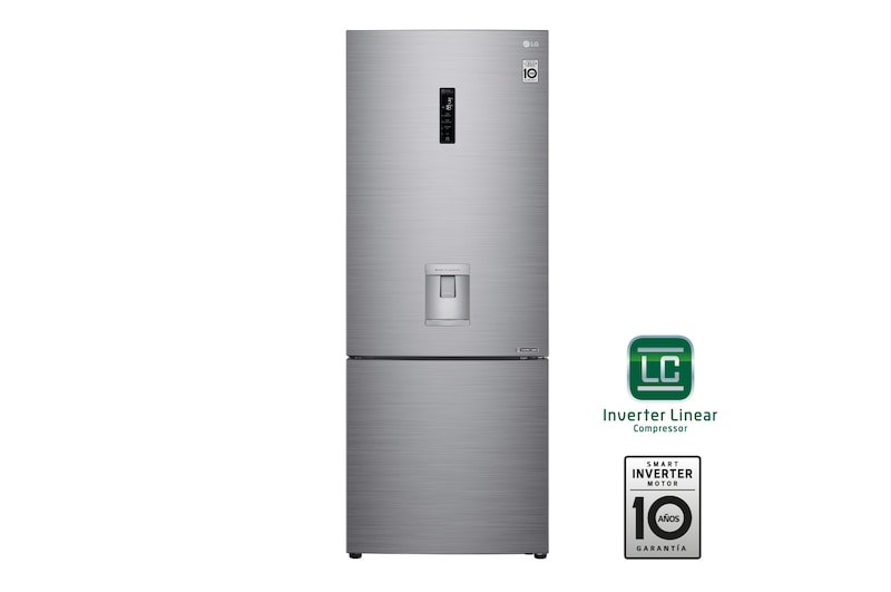 LG Nevera LG Bottom Freezer, 500lts, Tecnología NatureFRESH, Acabado Platinum Silver, LB45SPP