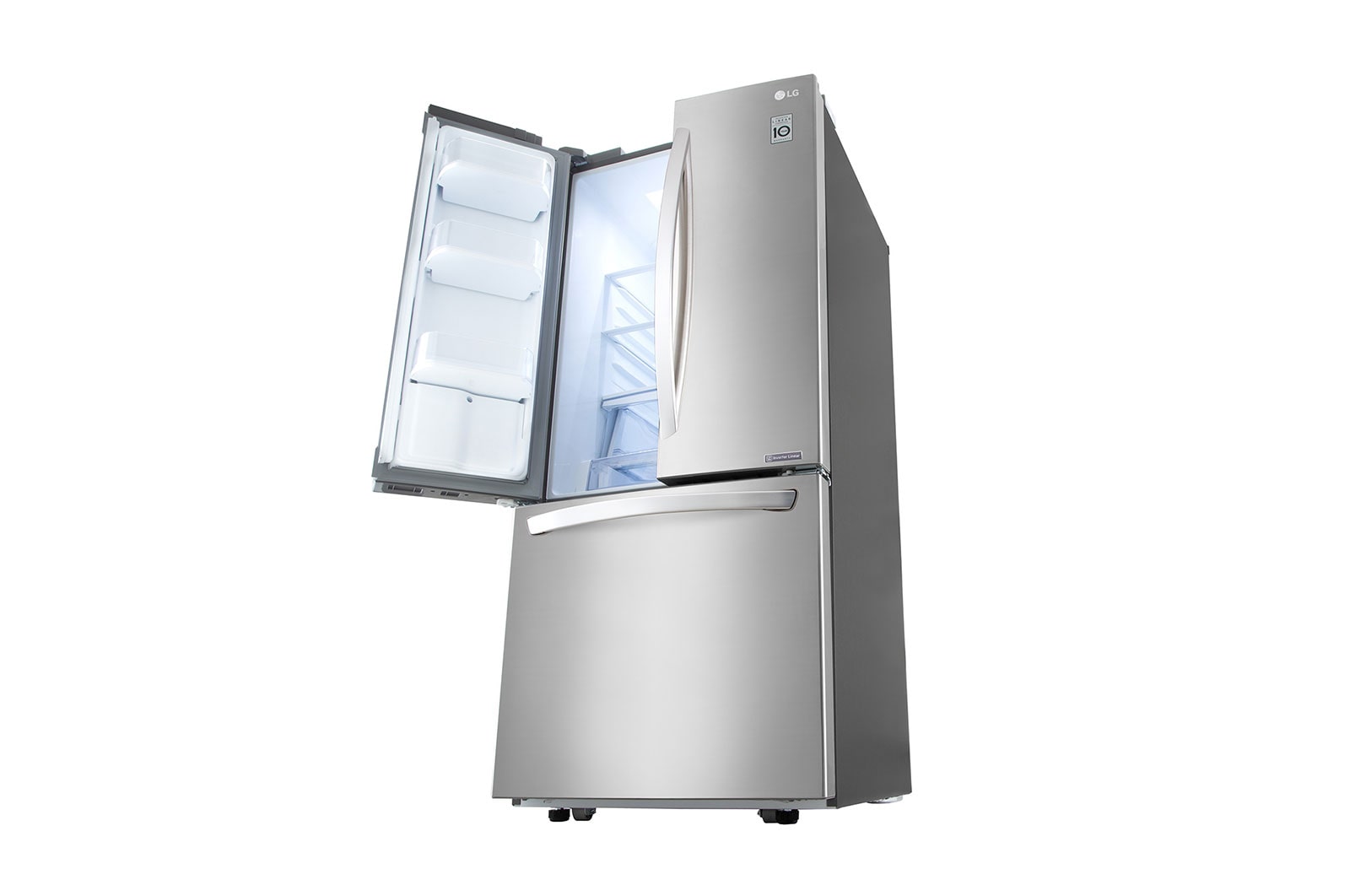 LG Nevecón Tipo europeo de 650 LTS, No frost, Acabado Acero Inoxidable Inverter Lineal Compressor, LM-F223RSX