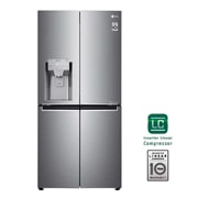 Vista frontal de Nevecon tipo europeo, 506L, ThinQ, acero inoxidable, Inverter Linear Compressor, Hygiene Fresh&#43;, 10 años de garantía LM57SPP1