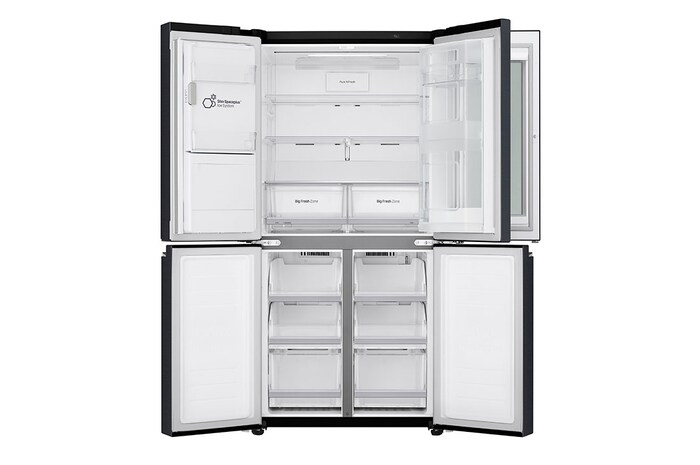 Vista forntal Nevecón LM57SXT InstaView puertas abiertas vacío