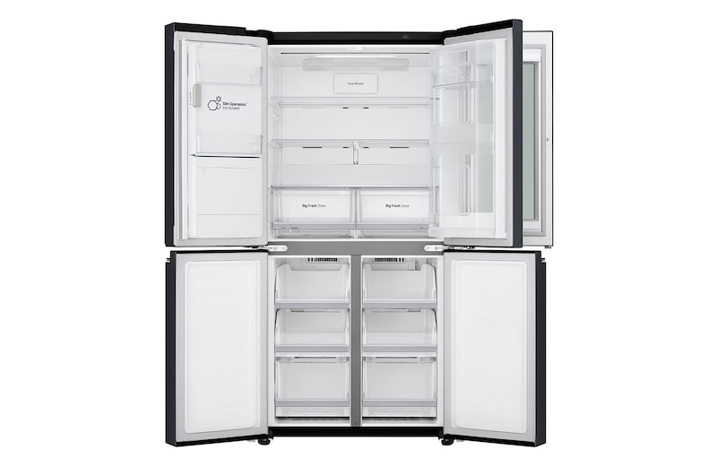 Vista forntal Nevecón LM57SXT InstaView puertas abiertas vacío