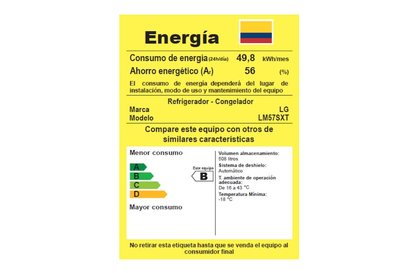 Consumo energético Nevecón LG LM57SXT InstaView