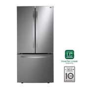 Vista frontal de Nevecón French Door, Tecnología Door Cooling™, capacidad 716 LTS, acabado Platinum Silver, Inverter Lineal Compressor LM65BGSK