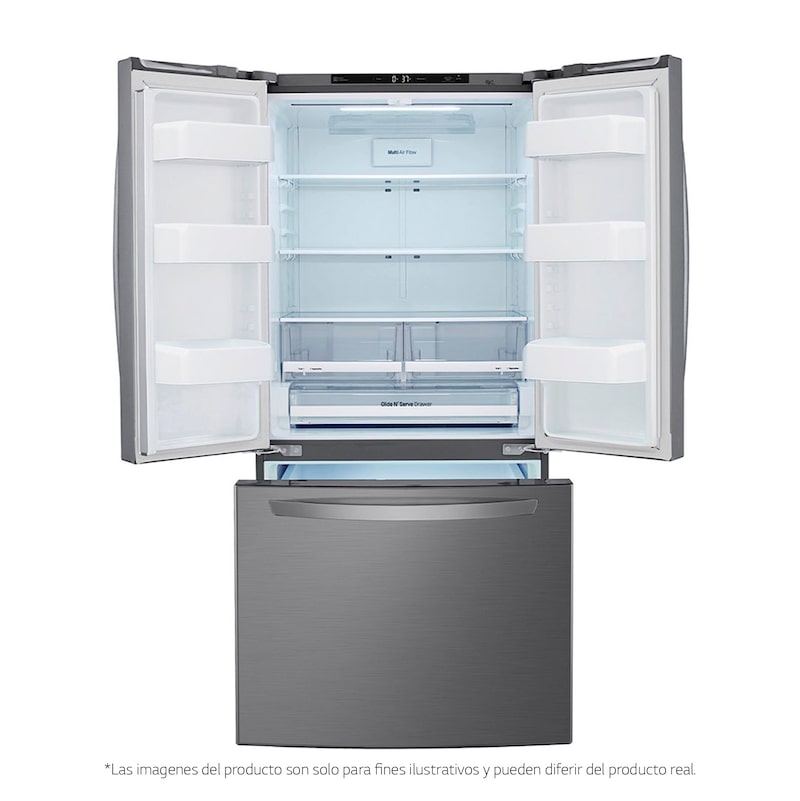 LG Nevecón French Door, Tecnología Door Cooling™, capacidad 716 LTS, acabado Platinum Silver, Inverter Lineal Compressor, LM65BGSK