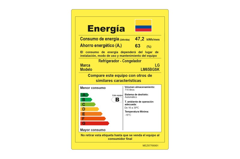LG Nevecón French Door, Tecnología Door Cooling™, capacidad 716 LTS, acabado Platinum Silver, Inverter Lineal Compressor, LM65BGSK