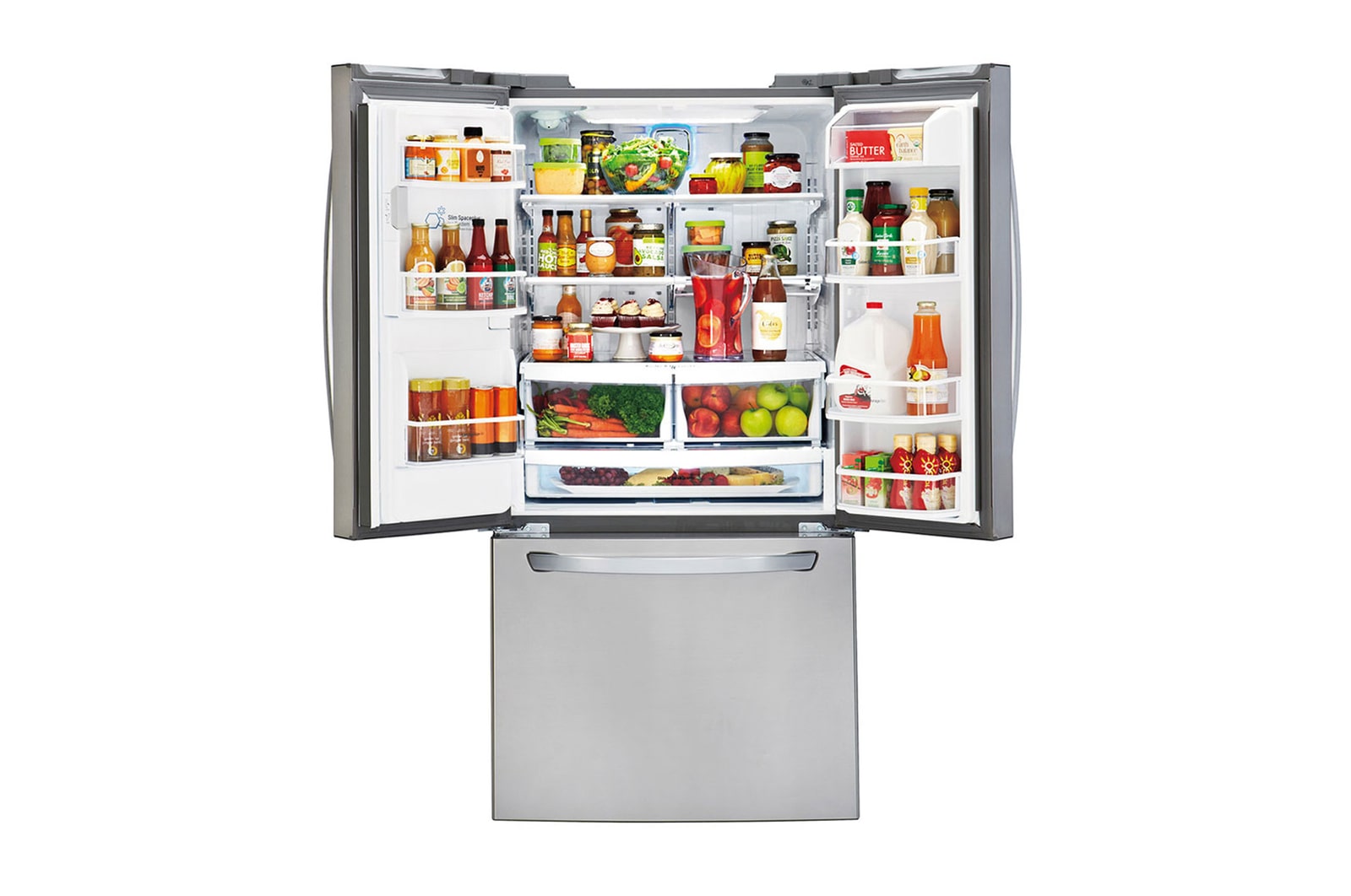 LG Nevecón tipo europeo-3 puertas, 695L, Acabado STS, Inverter Linear Compresor, dispensador agua - hielo, LINEAR Cooling, Door Cooling, ThinQ, Garantía 10 años en compressor, LM65SGS