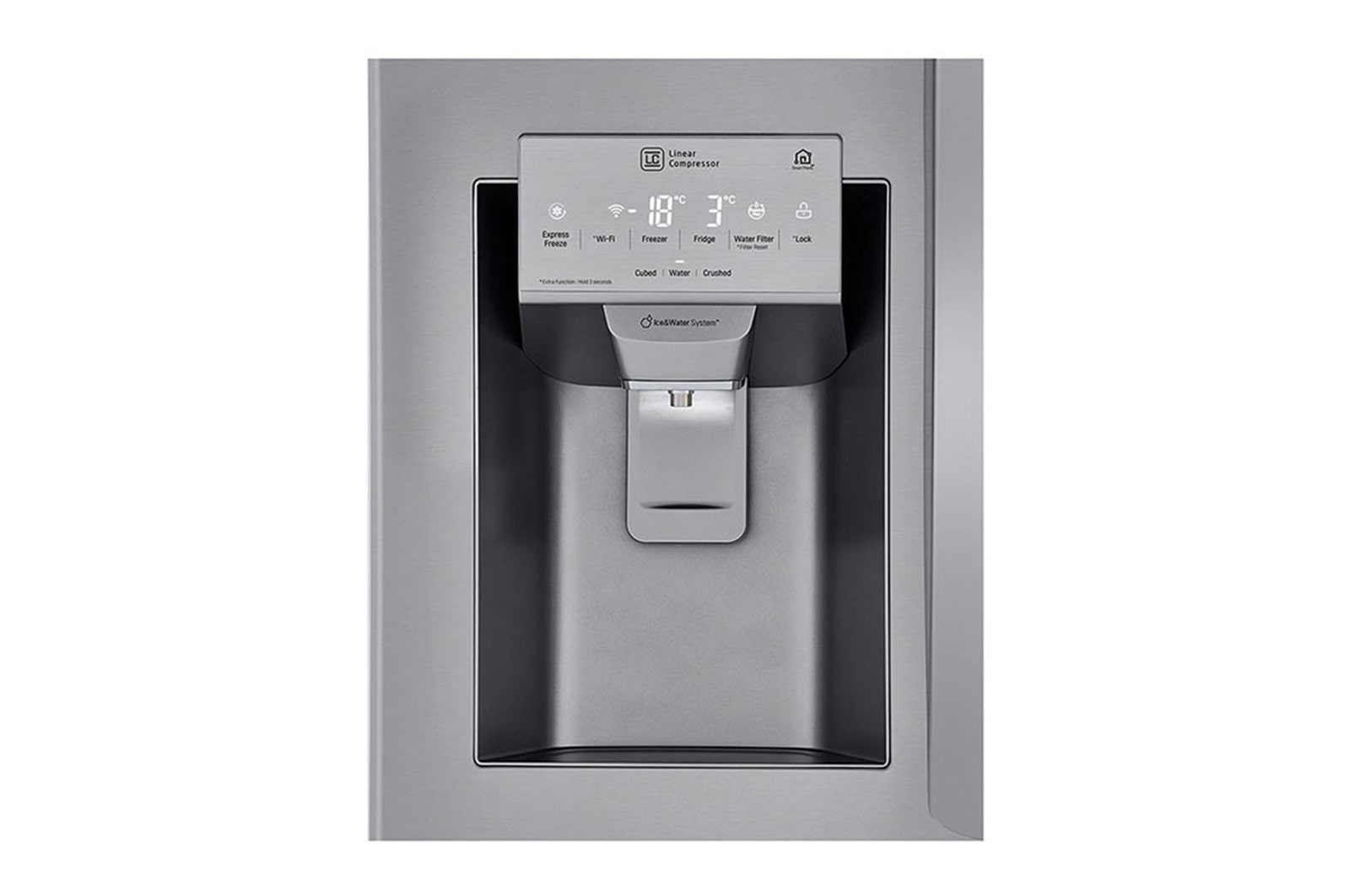 LG Nevecón tipo europeo-3 puertas, 695L, Acabado STS, Inverter Linear Compresor, dispensador agua - hielo, LINEAR Cooling, Door Cooling, ThinQ, Garantía 10 años en compressor, LM65SGS