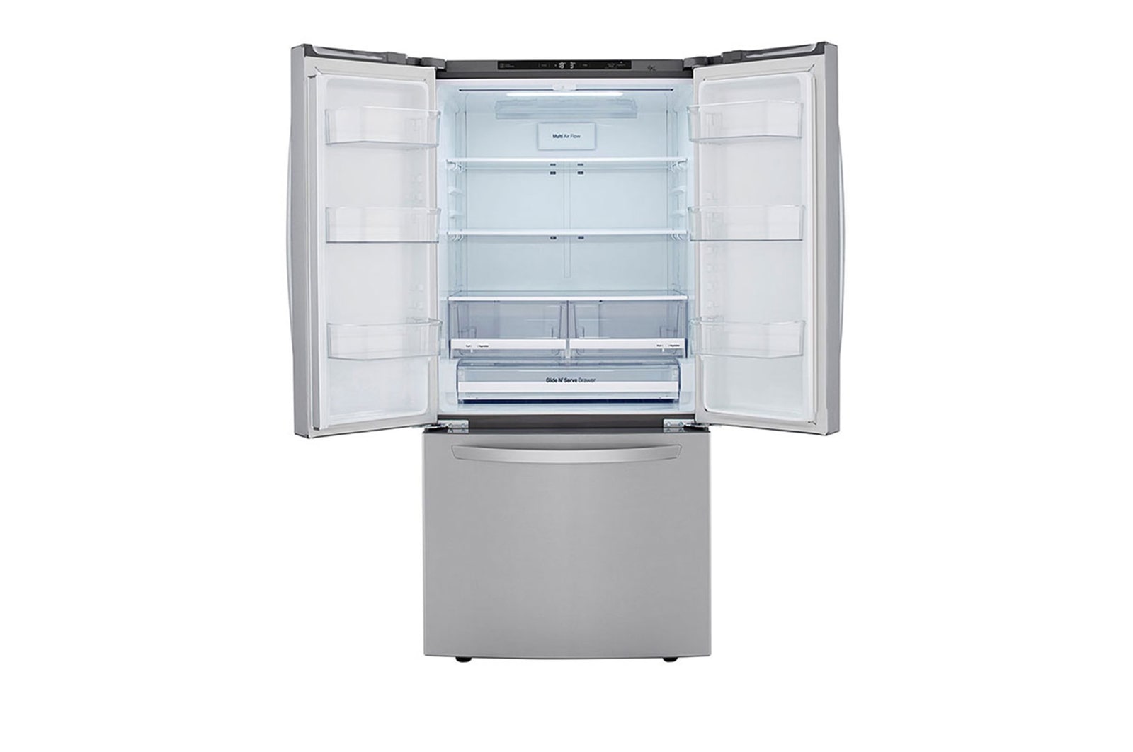 LG Nevecón tipo europeo-3 puertas, 695L, Acabado STS, Inverter Linear Compresor, dispensador agua - hielo, LINEAR Cooling, Door Cooling, ThinQ, Garantía 10 años en compressor, LM65SGS