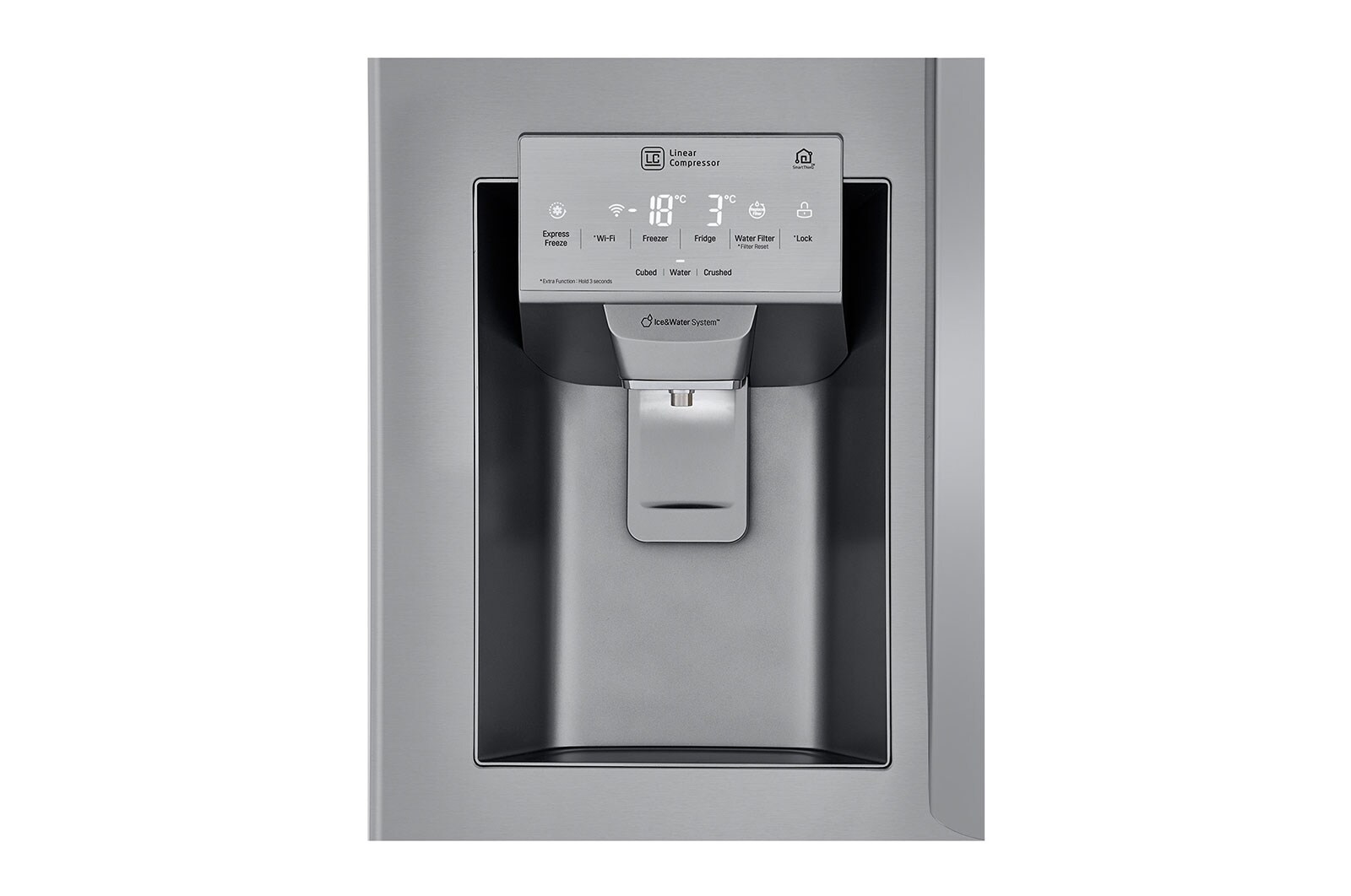 LG Nevecón tipo europeo-3 puertas, 695L, Acabado STS, Inverter Linear Compresor, dispensador agua - hielo, LINEAR Cooling, Door Cooling, ThinQ, Garantía 10 años en compressor, LM65SGS