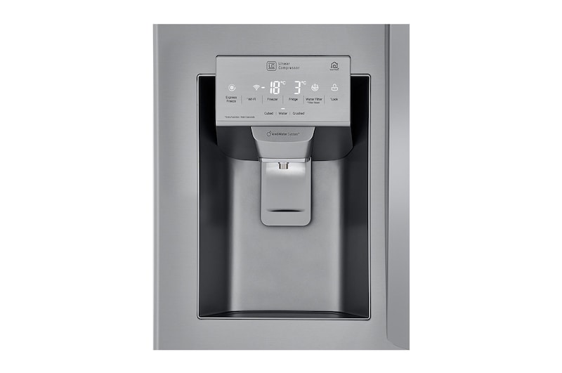 LG Nevecón tipo europeo-3 puertas, 695L, Acabado STS, Inverter Linear Compresor, dispensador agua - hielo, LINEAR Cooling, Door Cooling, LG ThinQ™, Garantía 10 años en compressor, LM65SGS