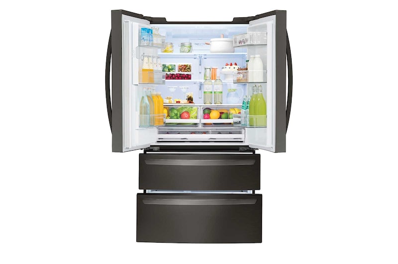 LG Nevecón Tipo europeo 4 puertas, capacidad 842 LTS, No frost, Acabado Matte Black, Inverter Lineal Compressor, LM80SGD