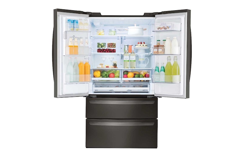 LG Nevecón Tipo europeo 4 puertas, capacidad 842 LTS, No frost, Acabado Matte Black, Inverter Lineal Compressor, LM80SGD