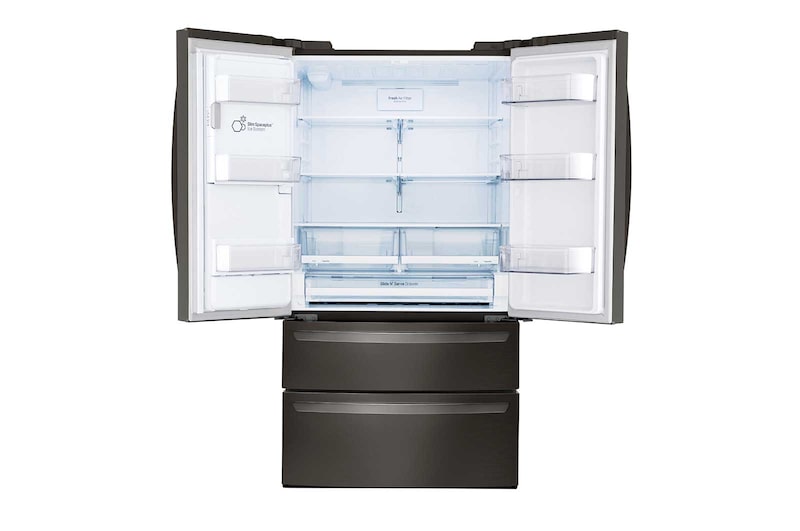 LG Nevecón Tipo europeo 4 puertas, capacidad 842 LTS, No frost, Acabado Matte Black, Inverter Lineal Compressor, LM80SGD