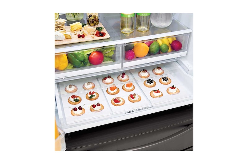 LG Nevecón Tipo europeo 4 puertas, capacidad 842 LTS, No frost, Acabado Matte Black, Inverter Lineal Compressor, LM80SGD