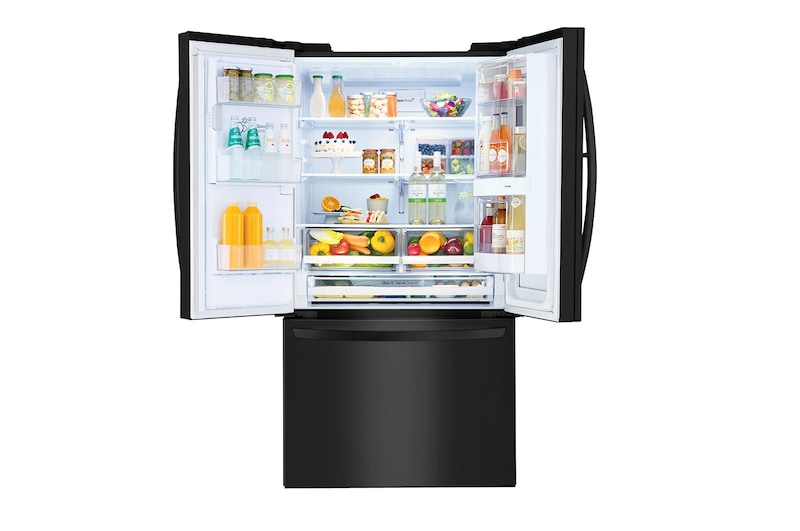 LG Nevecón LG InstaView Door-in-Door® Tipo Europeo 3 Puertas, capacidad 837 LTS, No Frost, Acabado Matte Black, Inverter Linear Compressor, LM80SXT