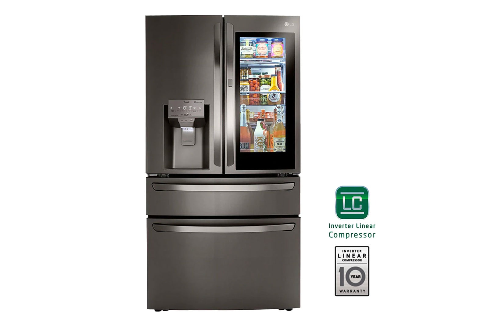 LG Nevecón Instaview Door-inDoor, ThinQ, acabado Black STS, 831L, Inverter Linear Compressor, Hygiene Fresh+, Craft Ice Maker, 10 años de garantía en compresor, LM85SXD.ASBCCL1