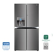 Vista frontal de Nevecón LG con Door-in-Door®, Tipo europeo de 889 LTS, No frost, Acabado Acero Inoxidable, Filtro Hygiene Fresh&#43;®, Inverter Lineal Compressor LM86SDD1