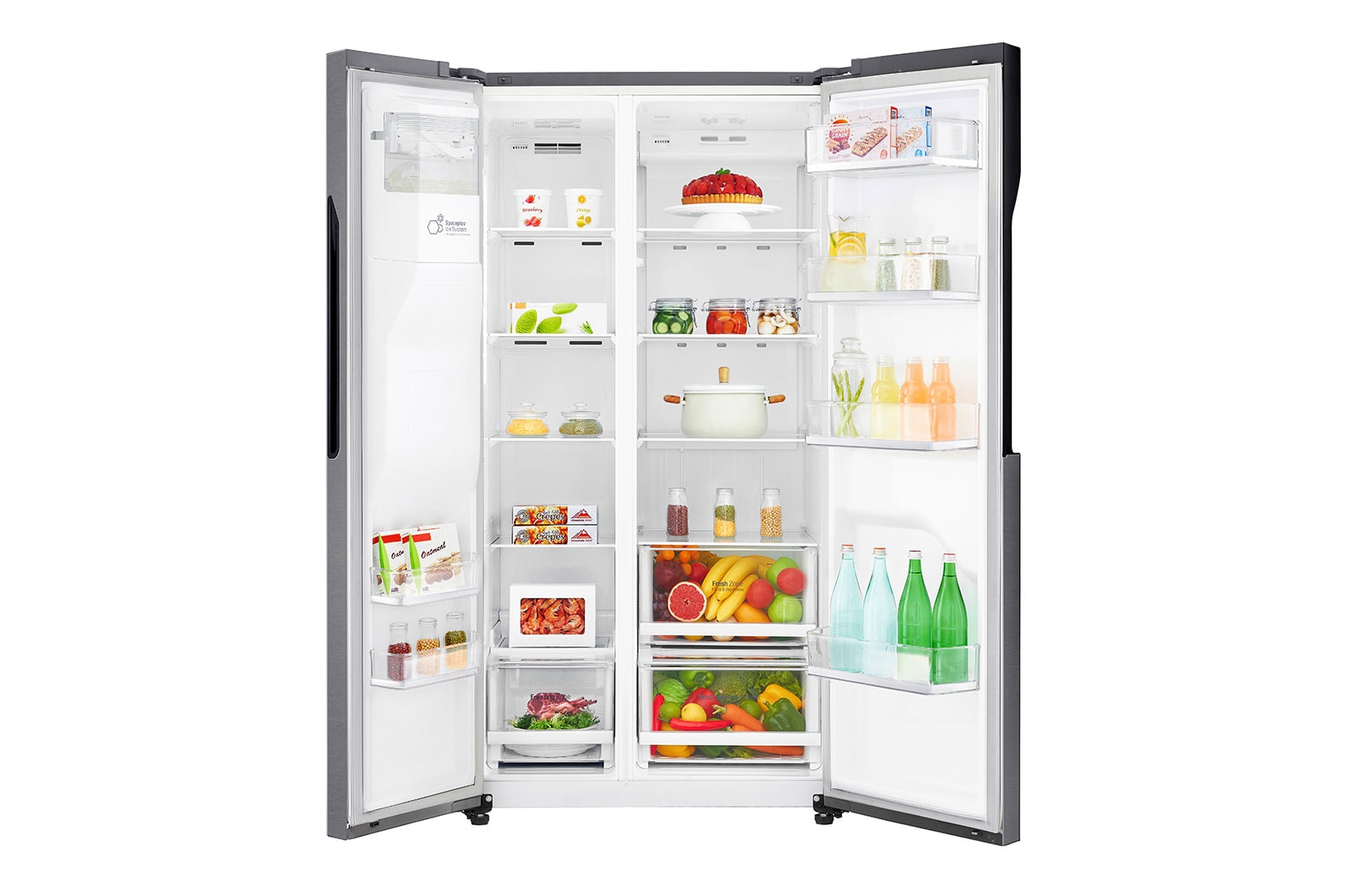 LG Nevecón LG Side by Side, capacidad de 591 LTS, acadabo Platimun Silver, Inventer Linear Compresor, LS63SPGK