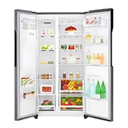 LG Nevecón LG Side by Side, capacidad de 591 LTS, acadabo Platimun Silver, Inventer Linear Compresor, LS63SPGK
