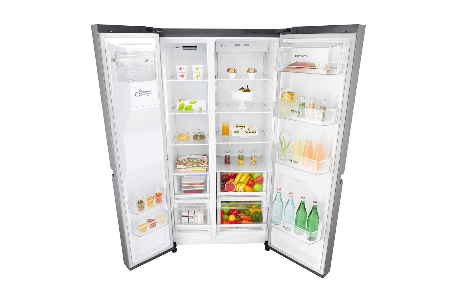 LG Nevecón Side by Side, capacidad de 668 LTS, acabado Platimun Silver, Inverter Linera Compresor., LS65SPP1