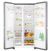LG Nevecón Side by Side, capacidad de 592L Brutos, acabado Platinum Silver, Inverter Linear Compresor, LS65SPPX