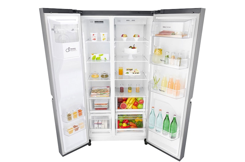 LG Nevecón Side by Side, capacidad de 592L Brutos, acabado Platinum Silver, Inverter Linear Compresor, LS65SPPX