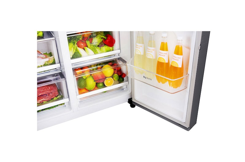 LG Nevecón Side by Side, capacidad de 592L Brutos, acabado Platinum Silver, Inverter Linear Compresor, LS65SPPX