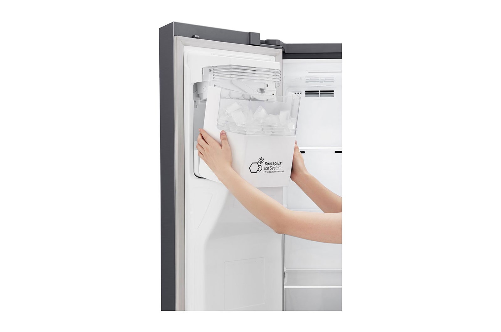 LG Nevecón Side by Side, capacidad de 592L Brutos, acabado Platinum Silver, Inverter Linear Compresor, LS65SPPX