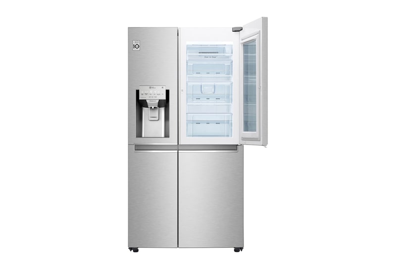 LG Nevecón LG InstaView Door-in-Door™, Side by Side, capacidad 606 LTS, Inverter Linear Compressor, acabado Noble Steel, LS65SXNX