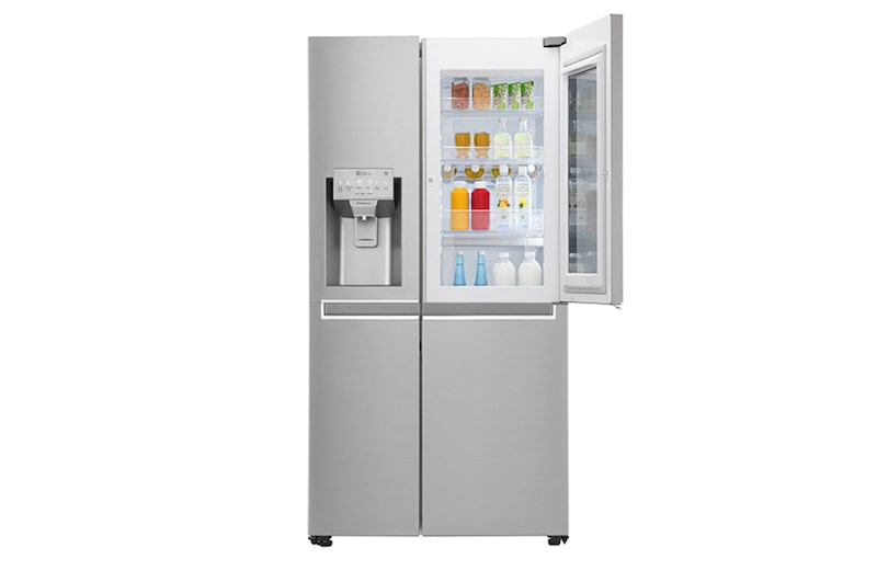 LG Nevecón LG InstaView Door-in-Door™, Side by Side, capacidad 606 LTS, Inverter Linear Compressor, acabado Noble Steel, LS65SXNX