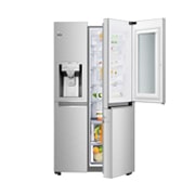 LG Nevecón LG InstaView Door-in-Door™, Side by Side, capacidad 606 LTS, Inverter Linear Compressor, acabado Noble Steel, LS65SXNX