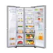 LG Nevecón LG InstaView Door-in-Door™, Side by Side, capacidad 606 LTS, Inverter Linear Compressor, acabado Noble Steel, LS65SXNX