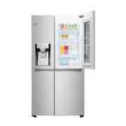 LG Nevecón LG InstaView Door-in-Door™, Side by Side, capacidad 606 LTS, Inverter Linear Compressor, acabado Noble Steel, LS65SXNX