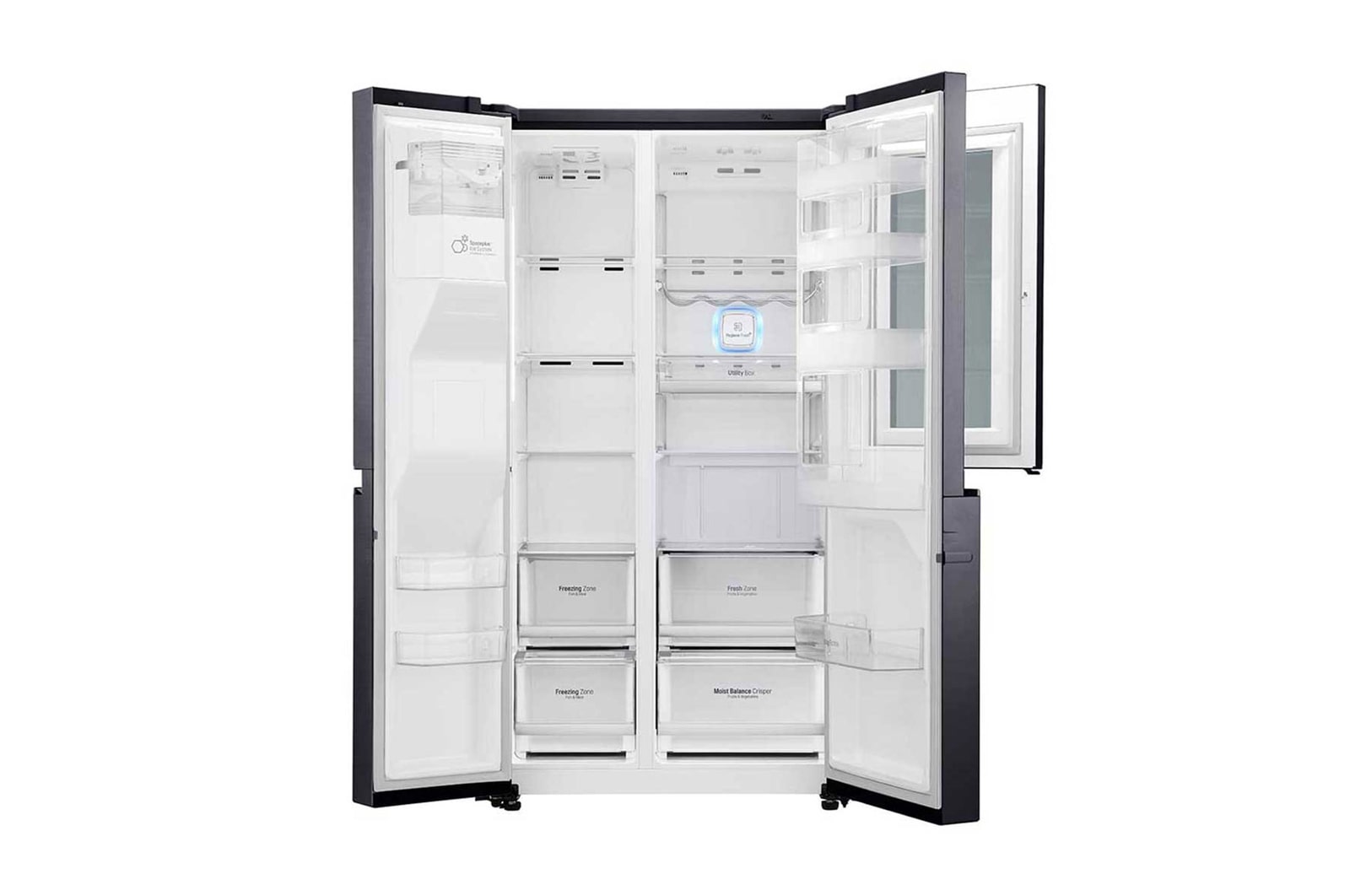 LG Nevecon LG  InstaView Door in Door, Side by Side, capacidad 668 LTS, acabado Matte Black ,Inverter Linear Compresor, LS65SXT