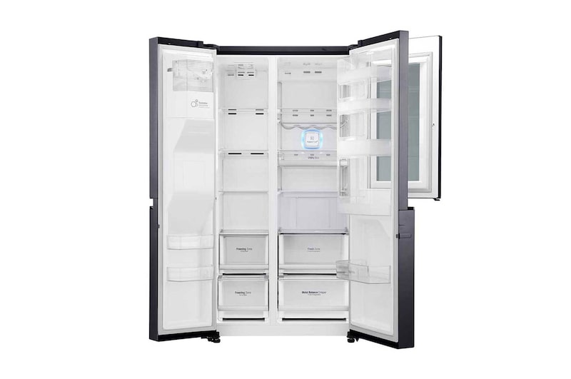 LG Nevecon LG  InstaView Door in Door, Side by Side, capacidad 668 LTS, acabado Matte Black ,Inverter Linear Compresor, LS65SXT