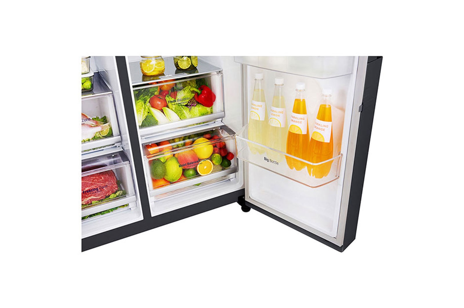 LG Nevecon LG  InstaView Door in Door, Side by Side, capacidad 668 LTS, acabado Matte Black ,Inverter Linear Compresor, LS65SXT