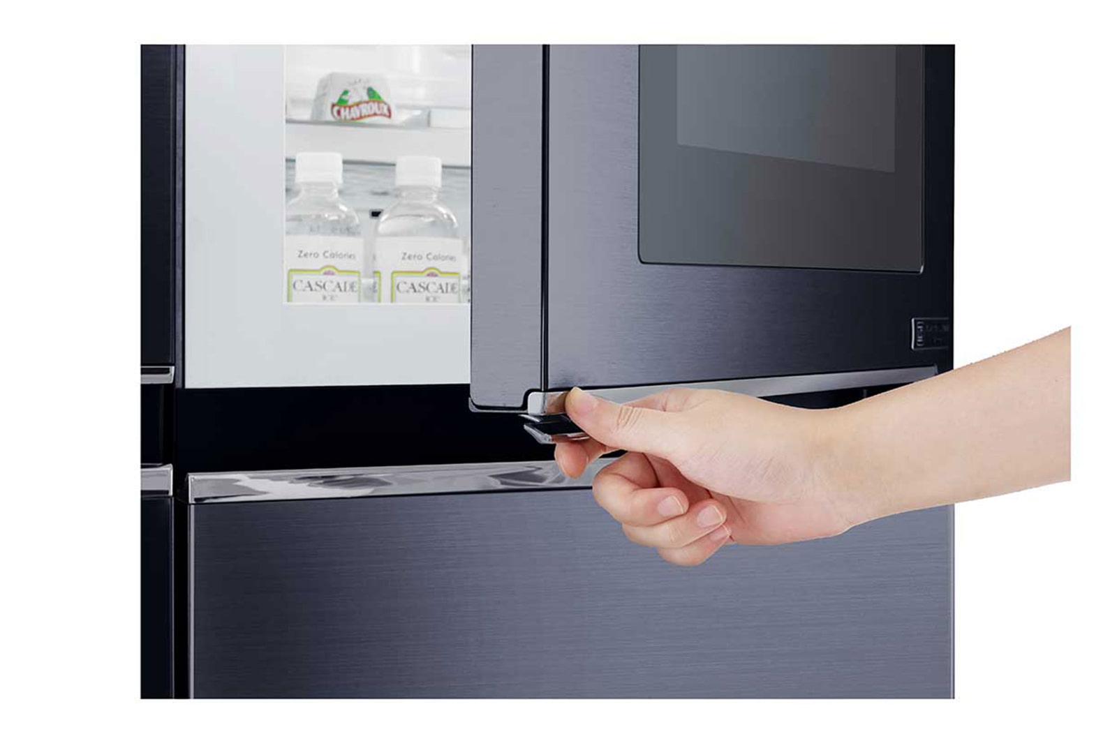 LG Nevecon LG  InstaView Door in Door, Side by Side, capacidad 668 LTS, acabado Matte Black ,Inverter Linear Compresor, LS65SXT