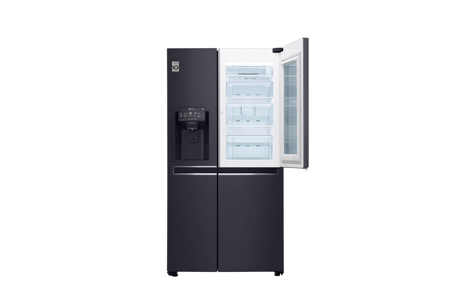LG Nevecon LG InstaView Door in Door, Side by Side, capacidad 592 LTS, acabado Matte Black ,Inverter Linear Compressor, LS65SXTX
