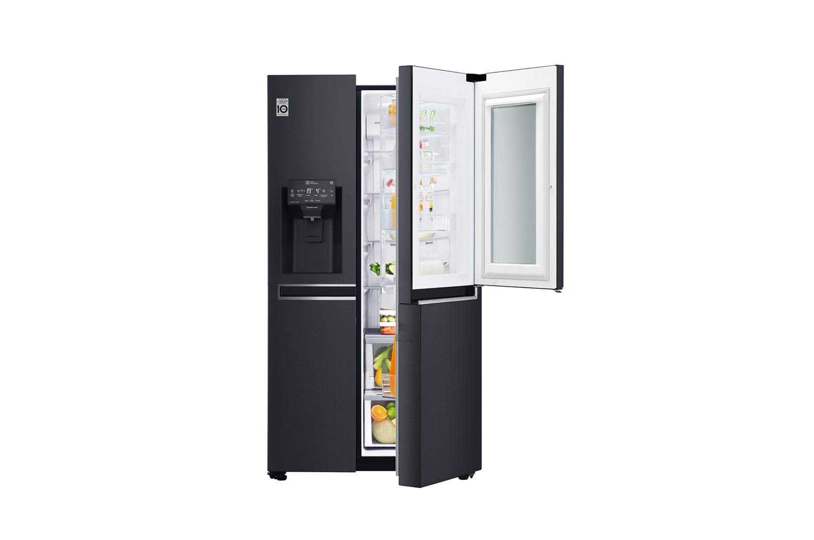 LG Nevecon LG InstaView Door in Door, Side by Side, capacidad 592 LTS, acabado Matte Black ,Inverter Linear Compressor, LS65SXTX