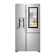 Vista frontal de Nevecón InstaView Door-in-Door, Side by Side, capacidad 798 LTS, acabadoSTS, Inverter Linear Compresor LS74SXS