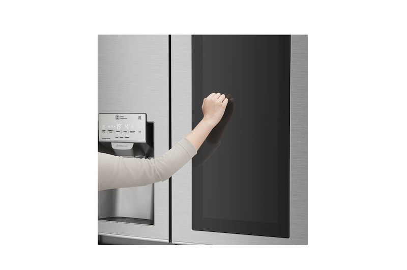 LG Nevecón InstaView Door-in-Door, Side by Side, capacidad 690 LTS, acabado STS, Inverter Linear Compresor, LS74SXSX