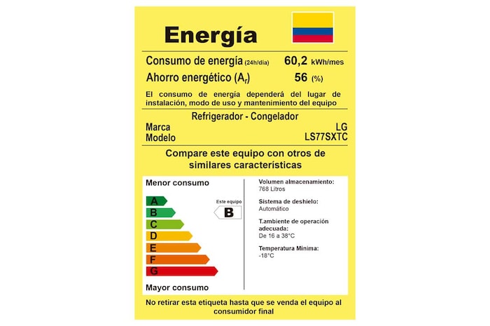 Consumo energético Nevecón LG LS77SXTC