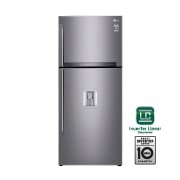 Vista frontal de Nevera Top Mount, Tecnología Door Cooling™ de 437 LTS, No frost, Acabado Platinum silver, Inverter Auto Ice Maker LT41AGPX
