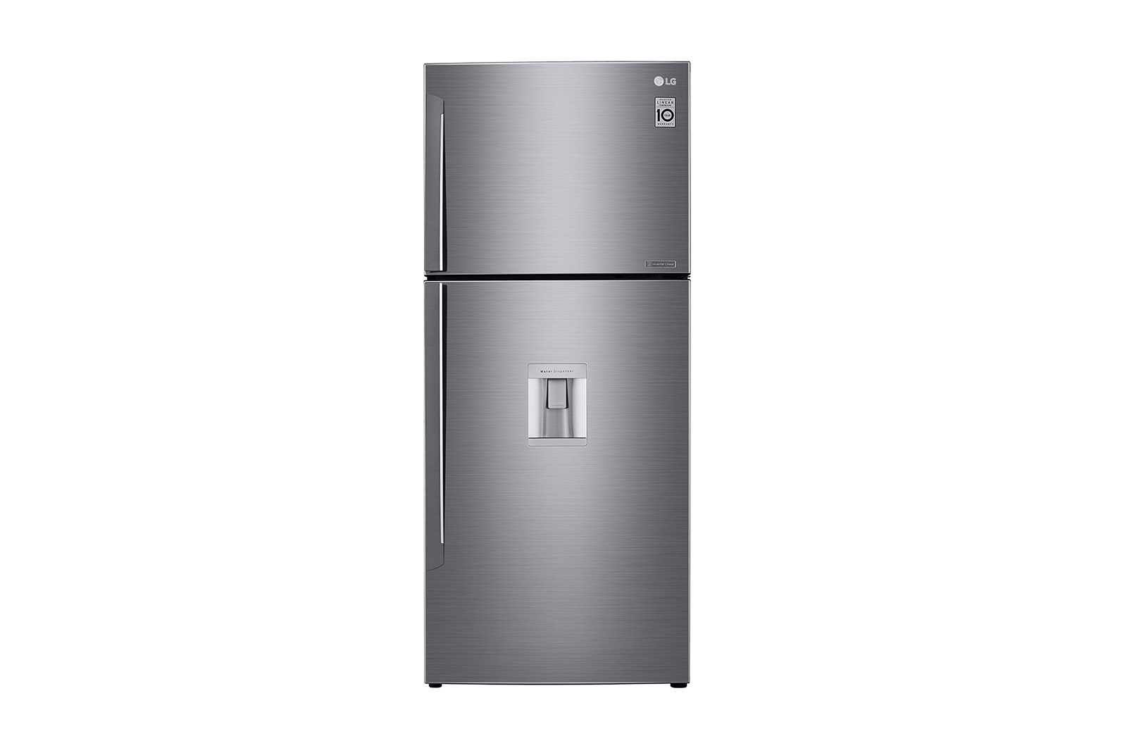 Vista frontal de Nevera Top Mount, Tecnología Door Cooling™ de 437 LTS, No frost, Acabado Platinum silver, Inverter Lineal Compressor LT41WGPX