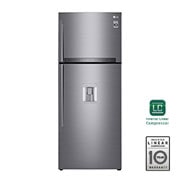 Vista frontal de Nevera Top Freezer, fabricador de hielo, Tecnología Door Cooling™, capacidad 471 LTS, acabado Platinum Silver, Filtro Hygiene Fresh&#43;®, Inverter Lineal Compressor LT44AGP